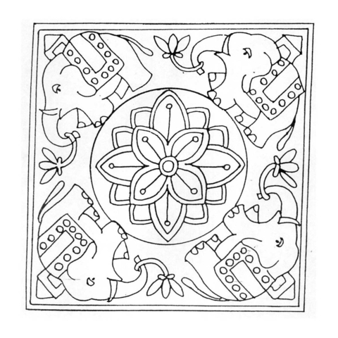 Elephant Mandala Coloring Page